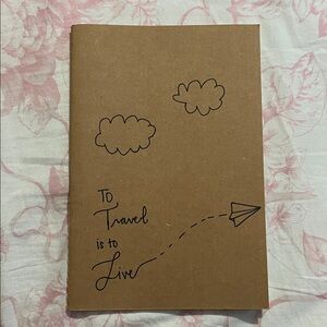 Travel Journal Notebook in Brown with Paper Airplane Design